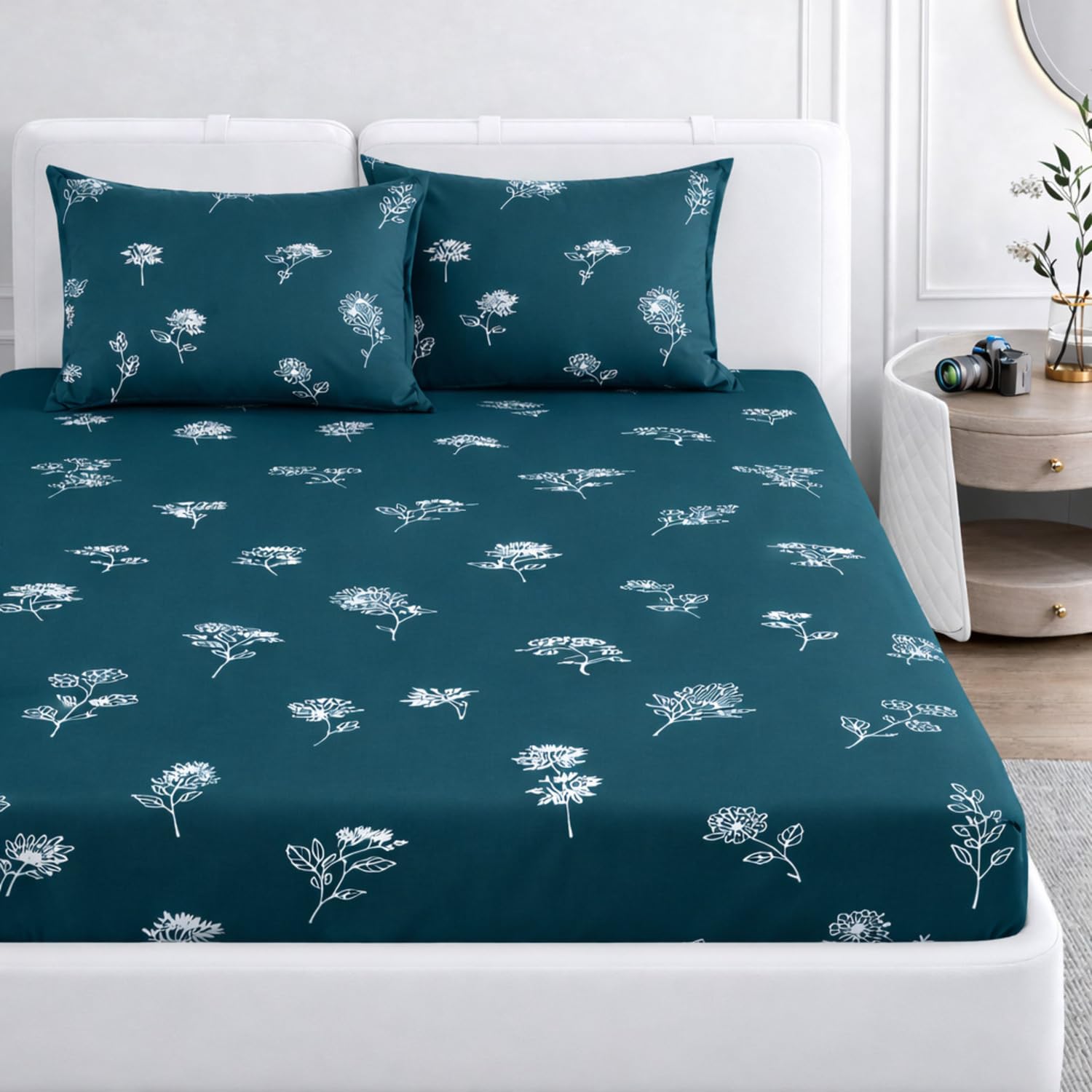 King Size Cotton Bedsheet - Floral, Soft & Breathable -1