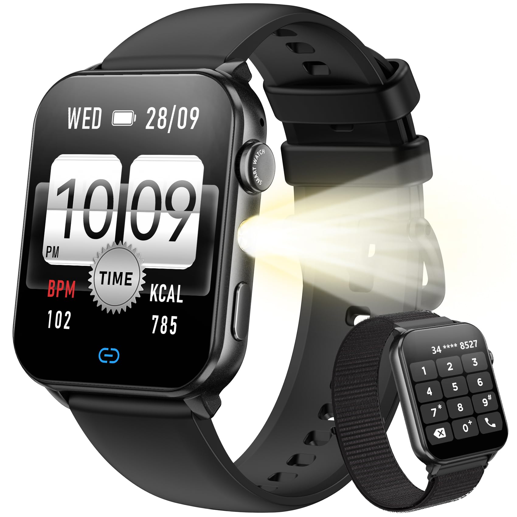 Blackview Smartwatch Uomo Donna, Effettua e Rispondi alle Chiamate,1,91'' Orologio Intelligente 100+ Modalità Sportive/Sonno/Cardiofrequenzimetro/SpO2/ Torcia per Android IOS