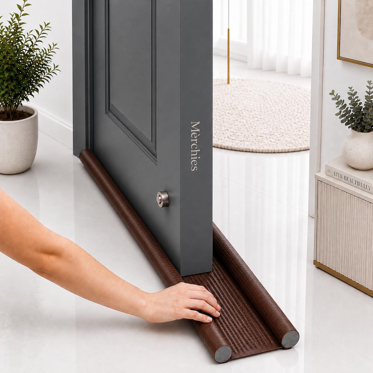 Door Gap Filler (Pack of 3, 39 Inch) | PVC Door Bottom Sealing Strip for Home for Dust, Noise & Insect Protection | Soundproof Under Door Draft Stopper for AC & Energy Saving | Brown-image-31
