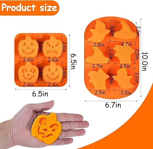 Miniatura 5 de AIERSA Moldes de silicona de Halloween, 1 molde de silicona de calabaza y 1 molde de fantasma para pasteles de Halloween, dulces, gelatina, chocolate