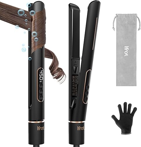 IFNOT Plancha plana 2 en 1, iones negativos de cerámica para alisar el cabello de las mujeres, cabello sin encrespamiento, calentamiento rápido de