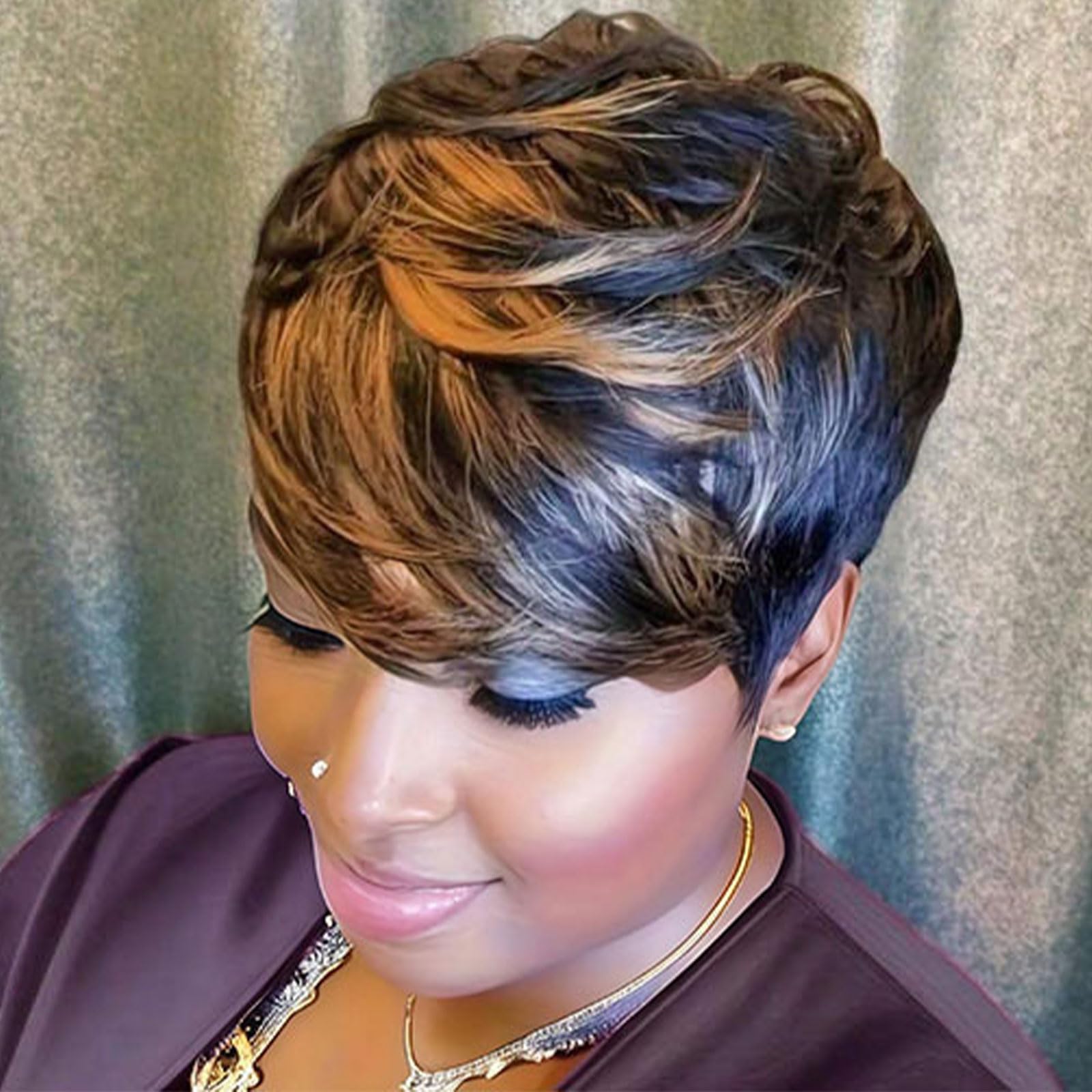 100% Human Hair Pixie Cut Wig Short Straight Glueless Wig with Adjustable Cap pixie wig Women main image 2