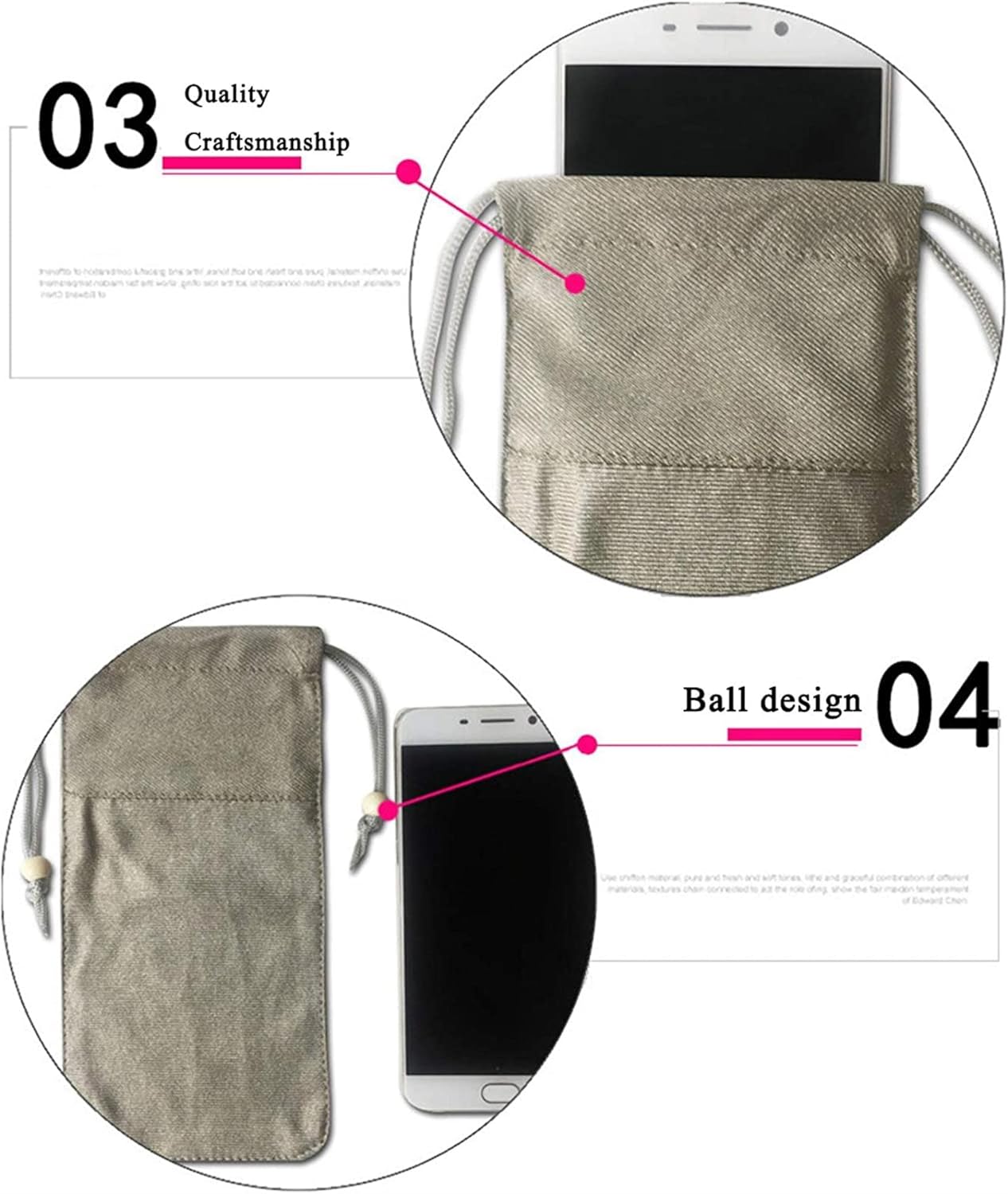 Cellular Phone Pouch for Anti-Radiation Silver Fiber Faraday Bag RFID GPS 5G EMF Signal Shielding Car Key Credit Card Passport Protection Bags