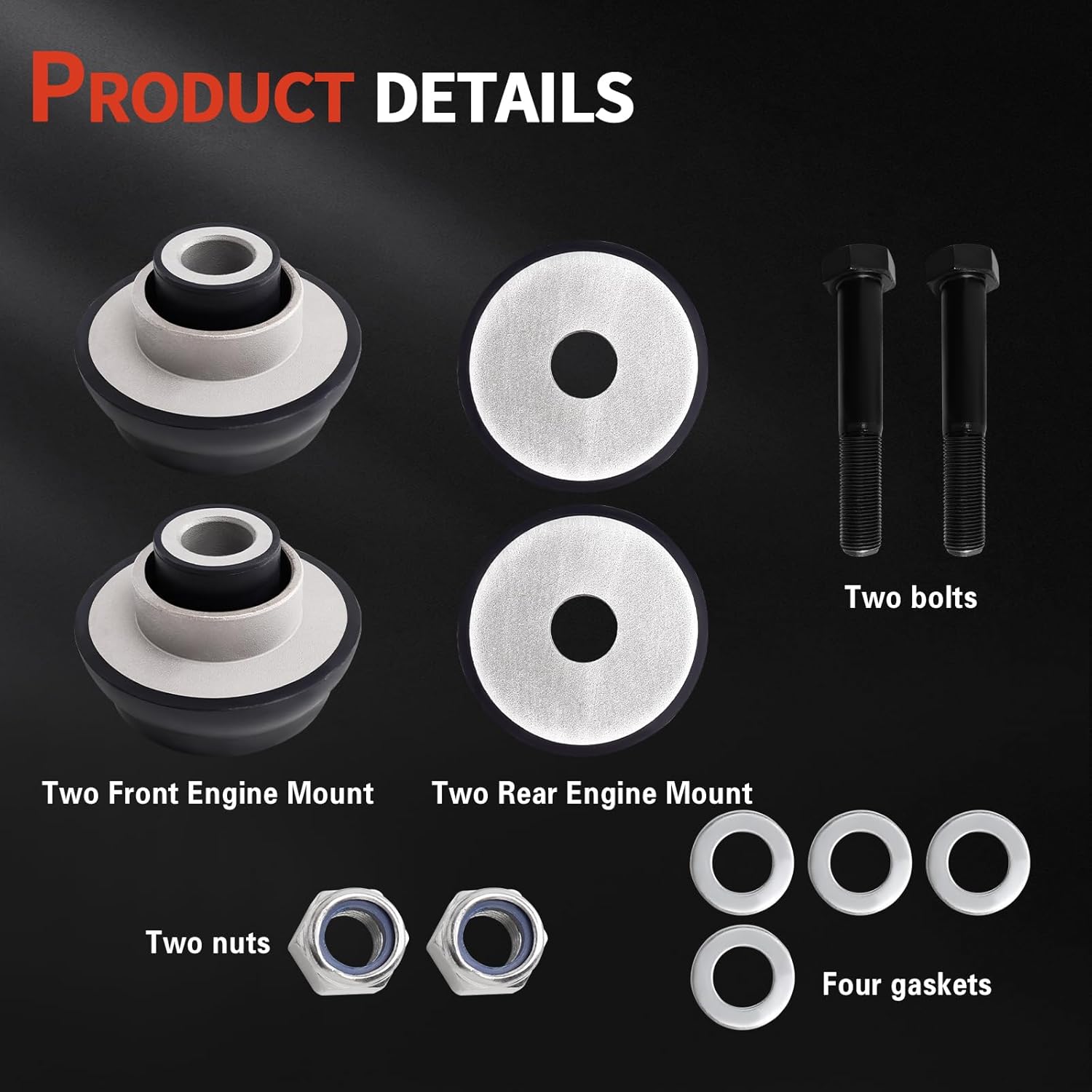 Engine Motor Mount kit Compatible with Kenworth T300 T600 T800 W900 & Peterbilt 340, Replaces K066423 K066406 K066385 K066405