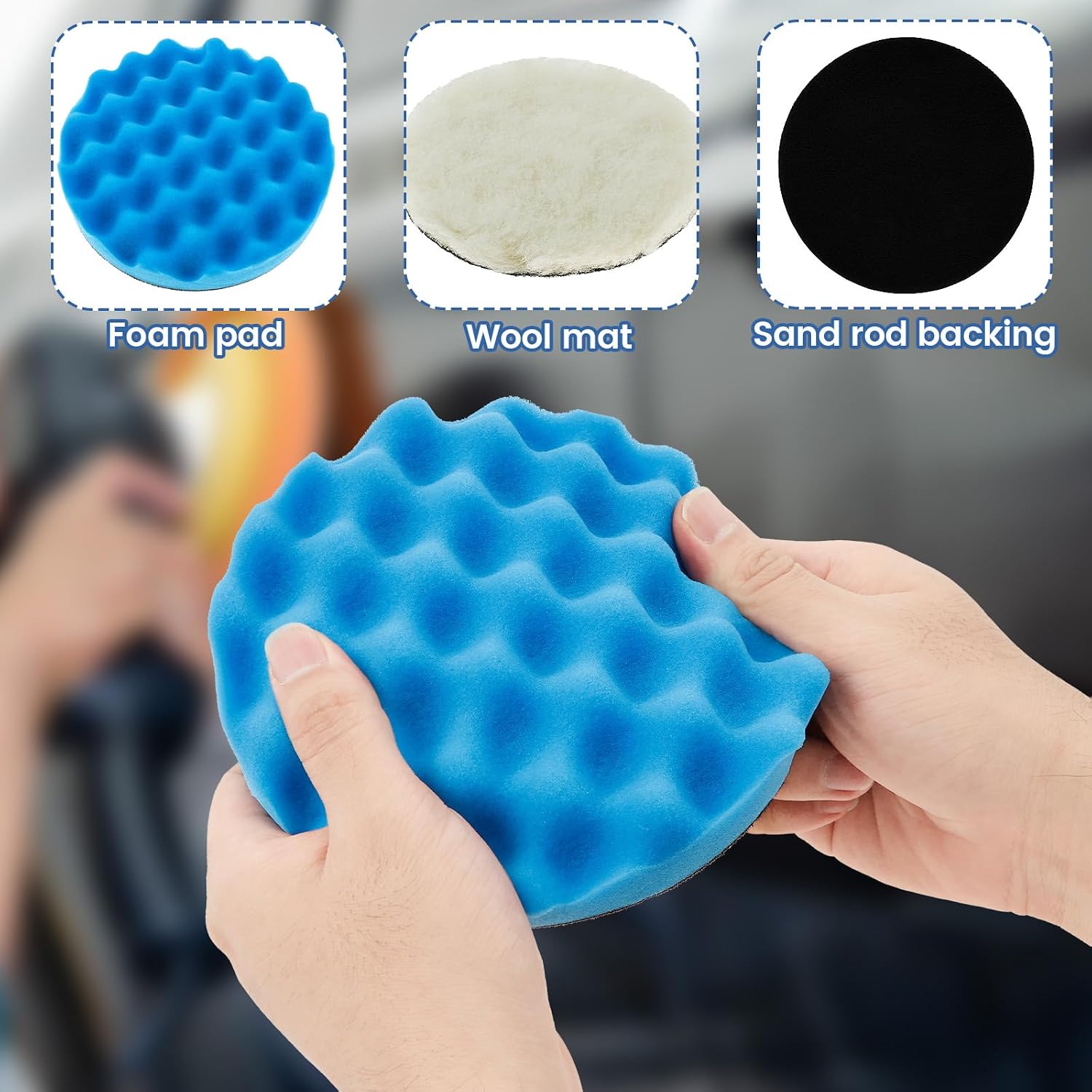 Buffing Polishing Pads 6 Inch, 7PCS Car Polishing & Buffing Sponge Pads Kit for Car Polishing, Boat Compounding and Waxing, Fit 6 Inch Backing Plate RO/DA/GA