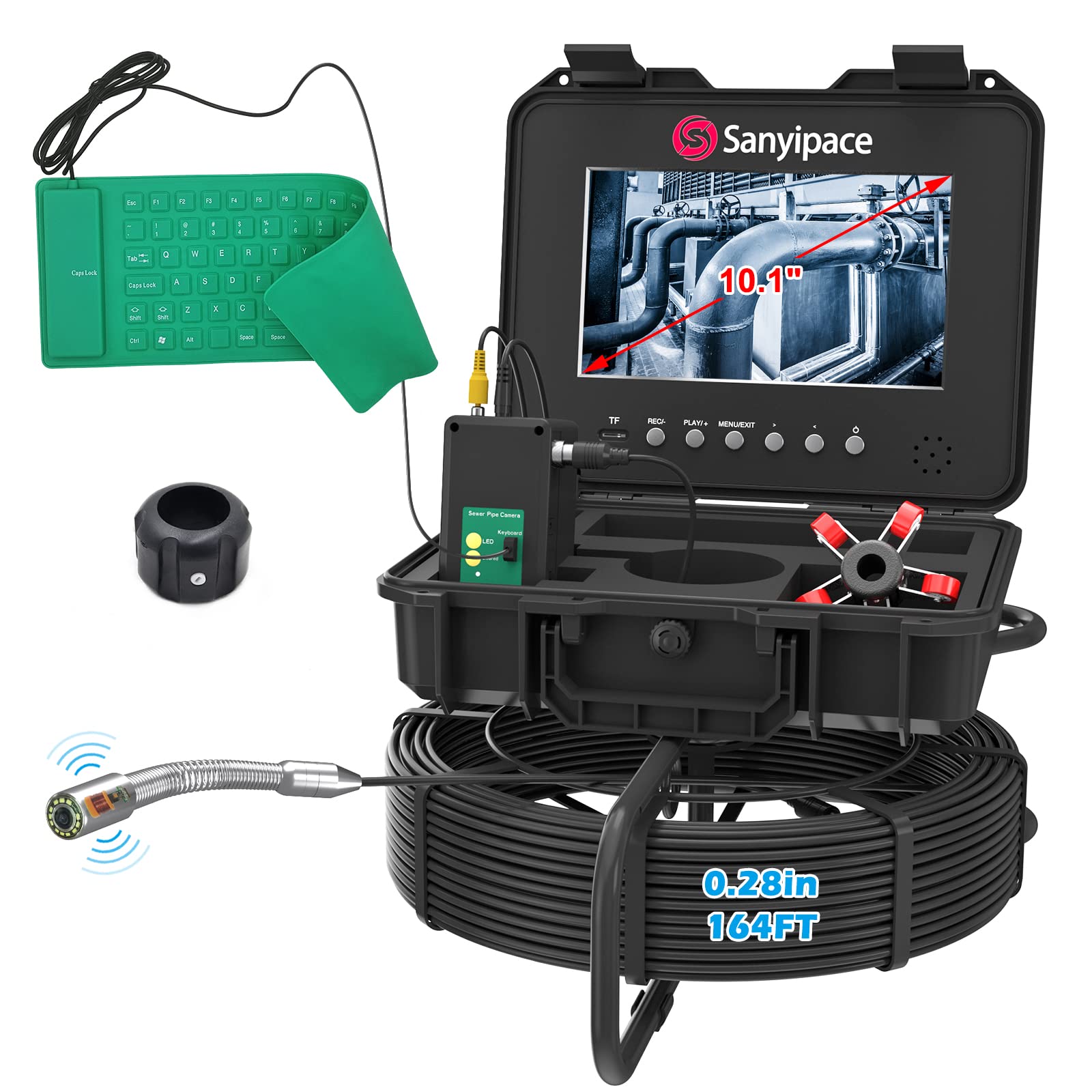 Sanyipace SelfLeveling Sewer Camera with Locator, Hardest Fiberglass