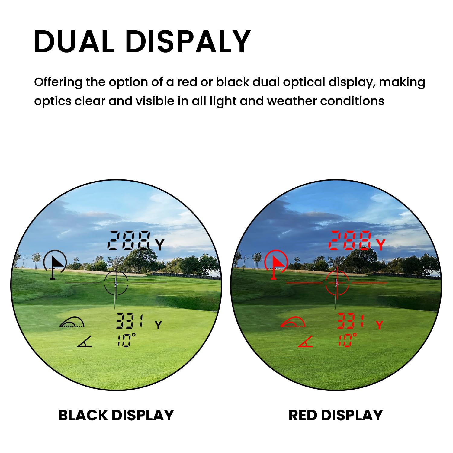 MilESEEY Telemetro da Golf con Doppia Ottica Rossa e Nera, Telemetro Laser con Interruttore di Pendenza, Portata di 1000 Iarde, Blocco della Bandiera con Vibrazione a Impulsi