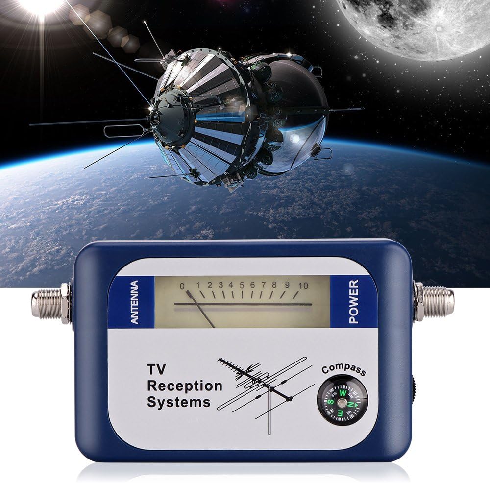 Signal Meter, DVB-T Mini Digital Satellite Signal Finder Meter with Compass, TV Antenna Signal Strength Meter, TV Reception Systems (Blue)