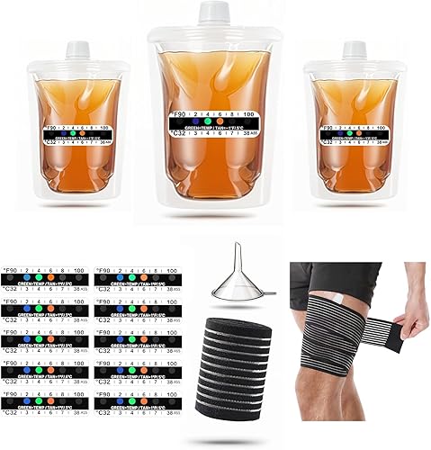 El kit completo de prueba de orina de 15 piezas incluye 3 bolsas transparentes a prueba de fugas, 10 tiras adhesivas de prueba de temperatura,