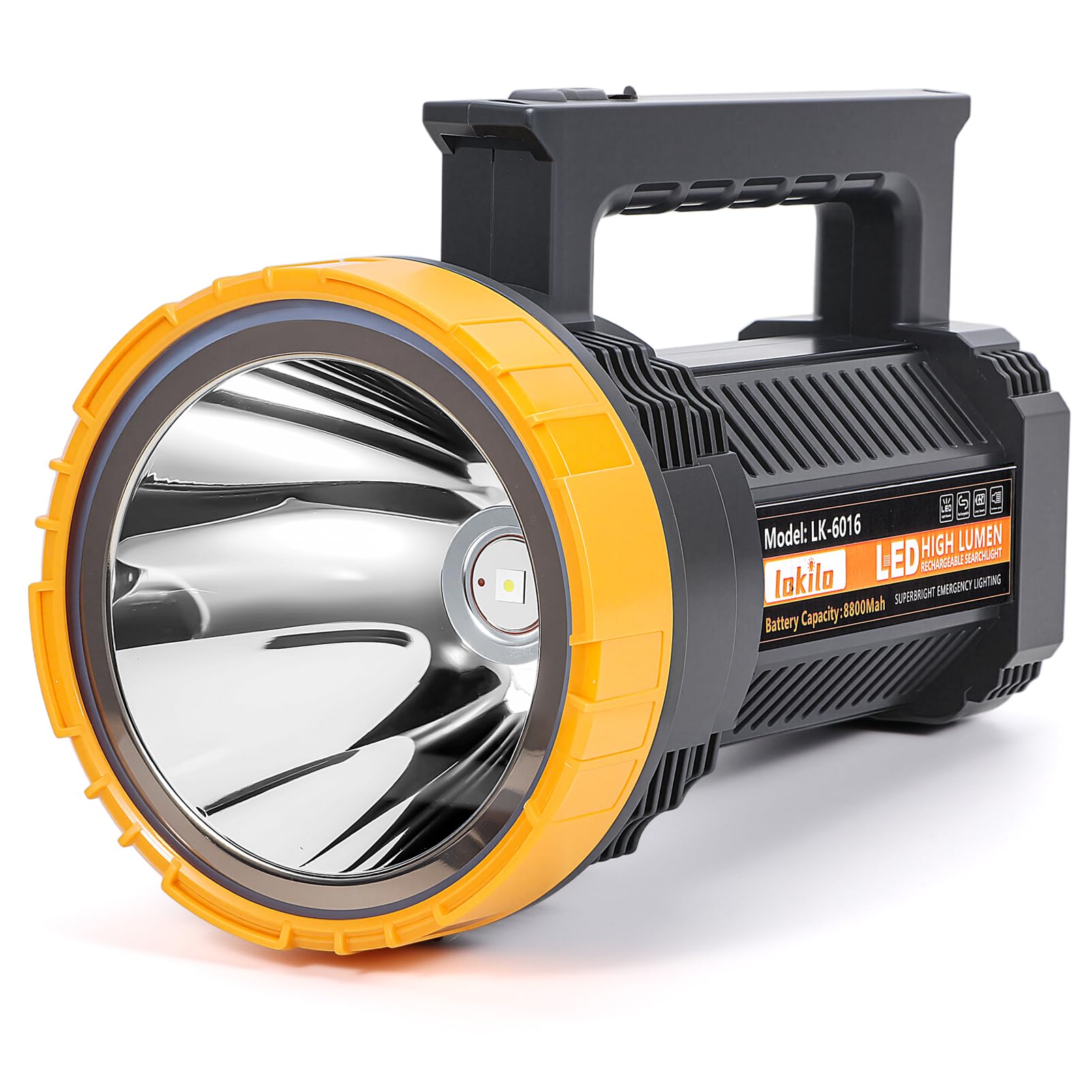 Linterna LED recargable con pantalla de alimentación, 4 modos de luz, linterna de mano de alto lúmenes, interruptor doble, linterna portátil impermeable para camping, senderismo, uso en interiores y