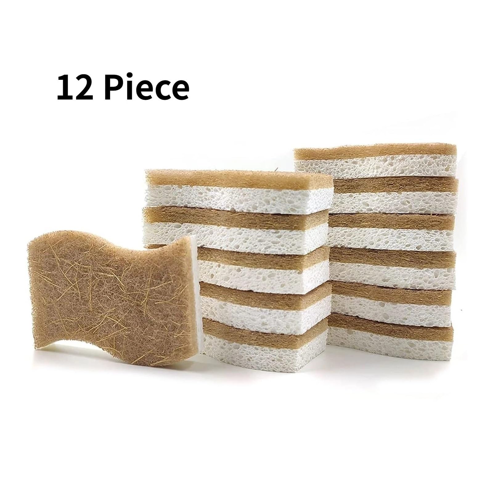 Esponjas de cocina 12 piezas, esponja fibra coco y celulosa madera for platos