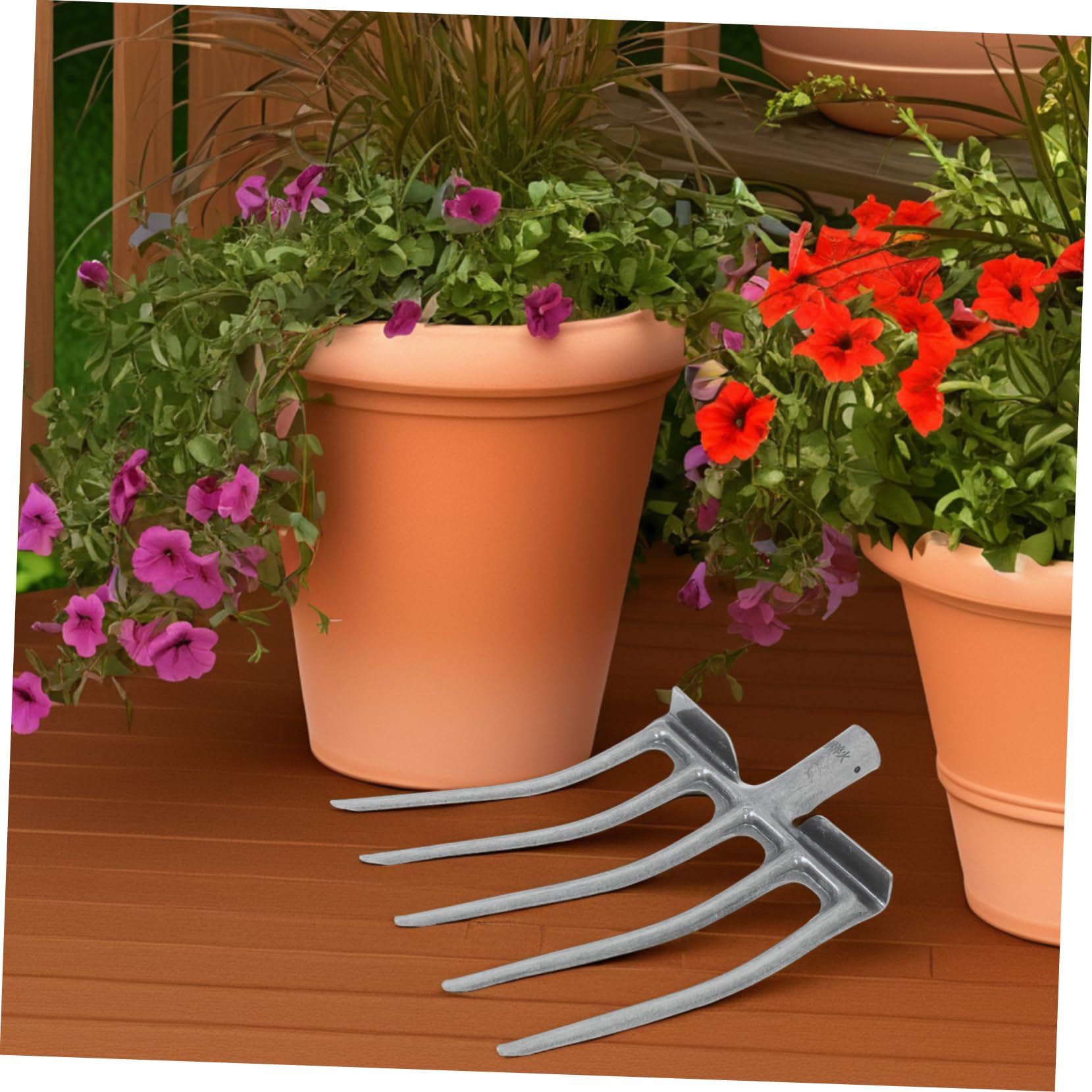 SOIMISS Forca Agricola in Acciaio a 5 Denti Per Giardinaggio e Preparazione Terreno, Testa Di Ricambio Robusta Per Allentare e Rivoltare Suolo, Utensile Manuale Per Orto e Azienda Agricola