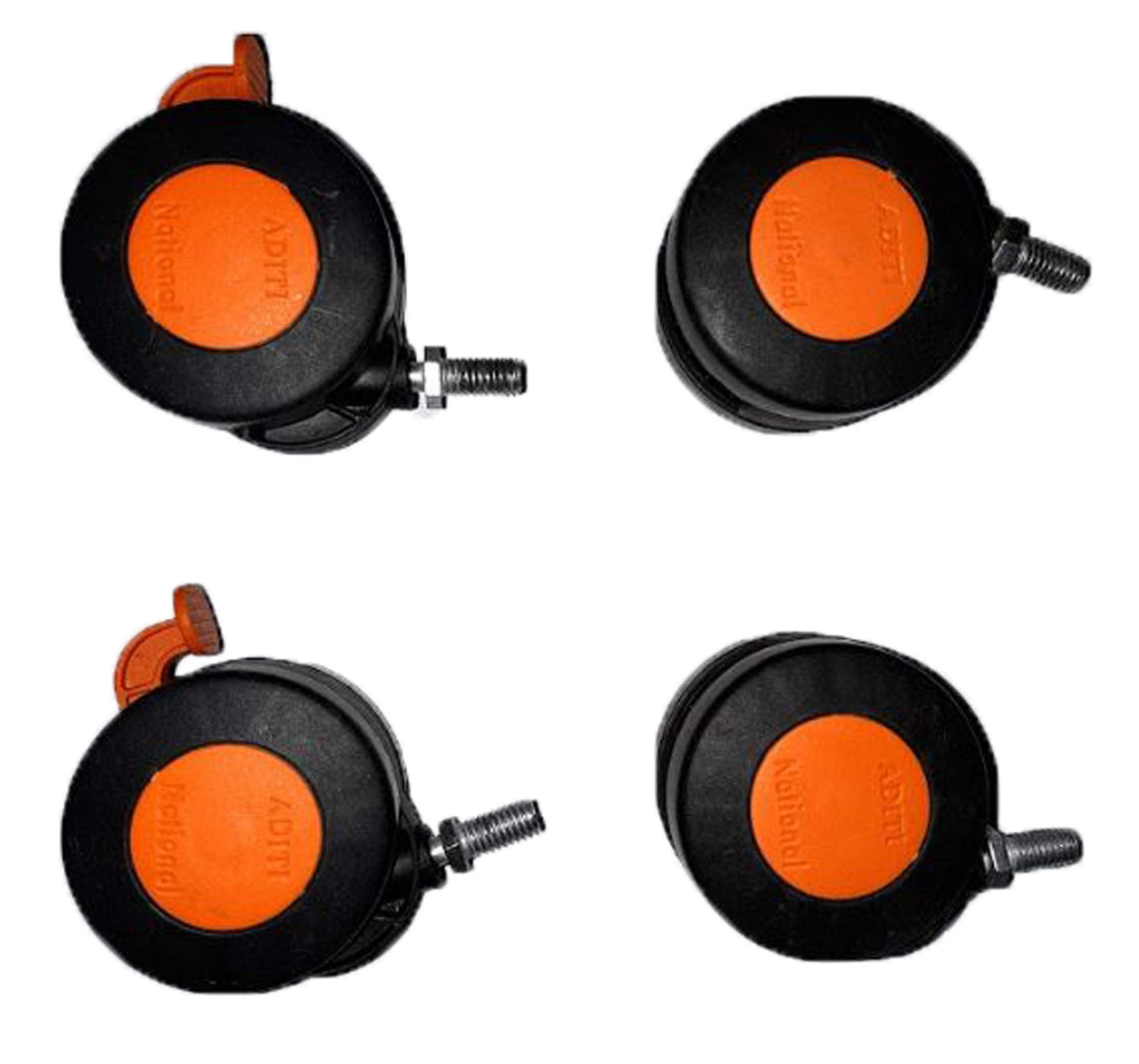 National ADITI, Aditi Industries, Plastic Wheel Set 4pc (Orange). with Spanner