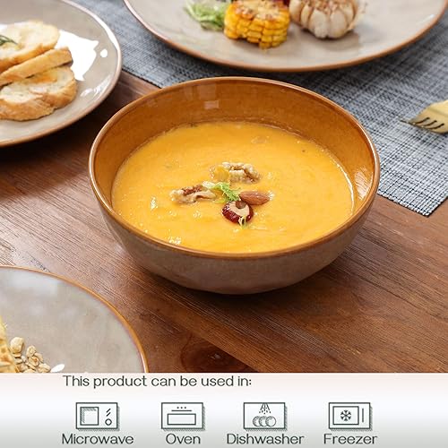 Miniatura 3 de vicrays Juego de 6 cuencos de cerámica para ensalada de cocina para servir, cuencos de sopa de 32 onzas, cuencos para pasta, resistentes a las
