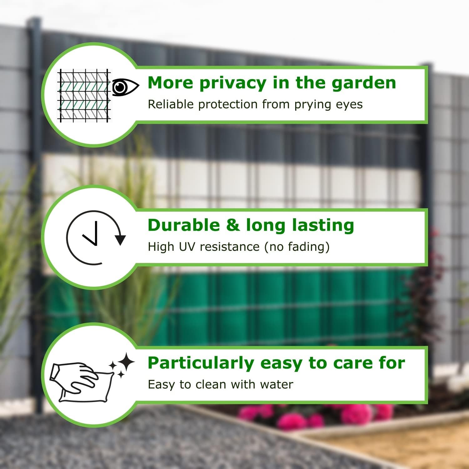 workingHOUSE PVC Privacy Screening for Double Bar Fences, Garden Fence Privacy Screen with Clamping Strips - Image 5