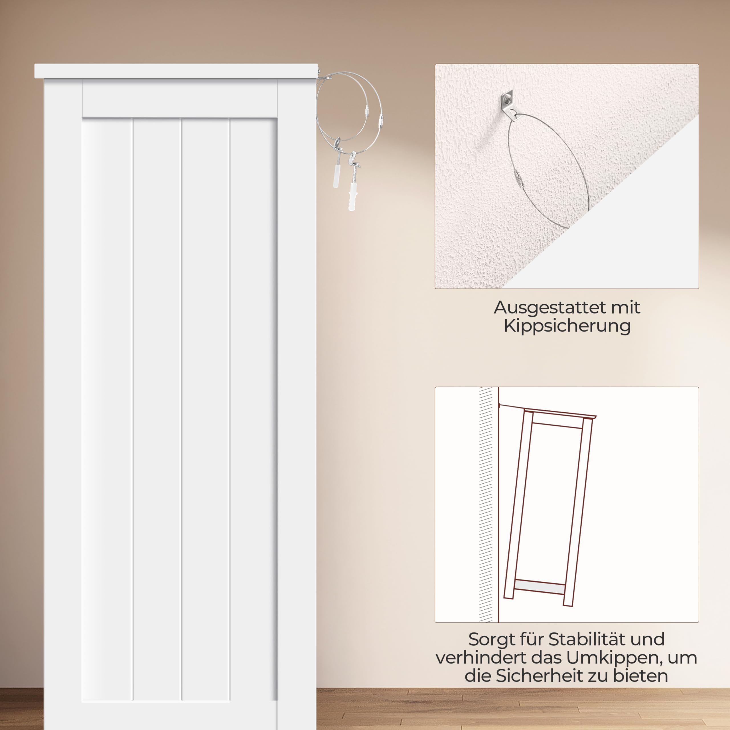 Yaheetech Badezimmerschrank Unterschrank Badkommode mit 4 Schubladen und 2 Türen Badschrank Bodenschrank mit höhenverstellbaren Einlegeboden fürs Badezimmer Wohnzimmer Flur Küche, Weiß