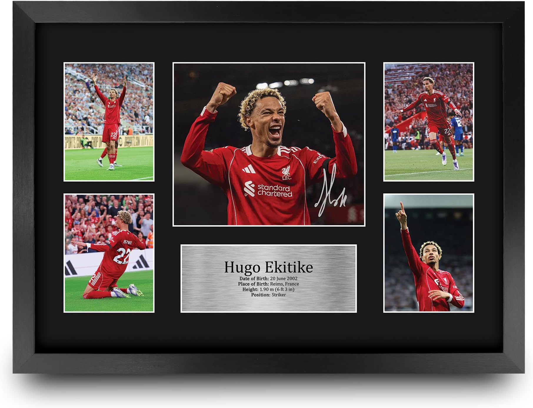 HWC Trading Hugo Ekitike Liverpool Printed Memorabilia Signed Autograph Photograph Display for Soccer Fans and Supporters - 16" x 12" Framed
