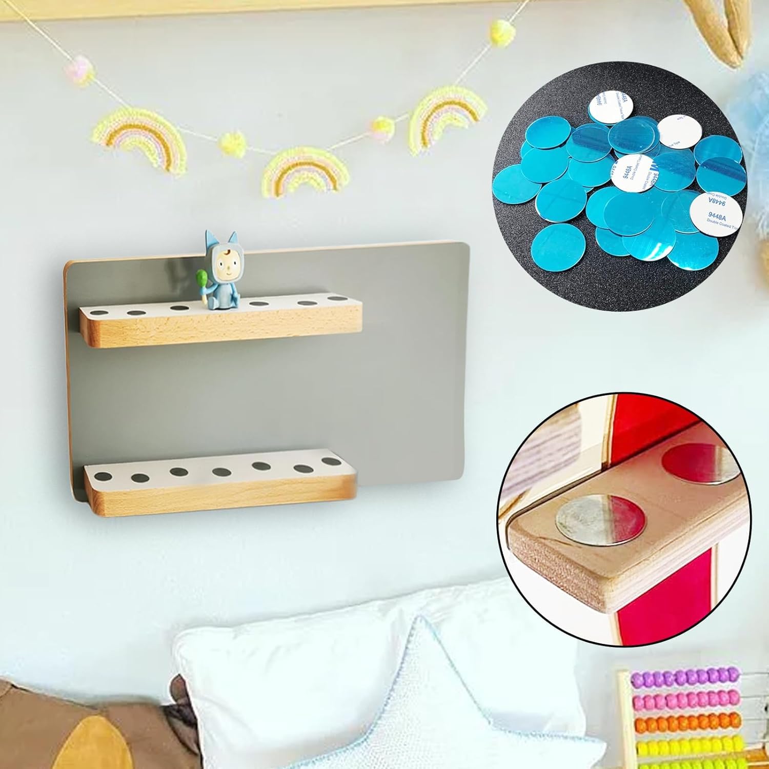 Lot de 100 plaques métalliques pour figurines Tonie, base adhésive pour aimants, disques métalliques en acier inoxydable avec colle, accessoires pour figurines Tonie - Décorez la chambre d'enfant avec