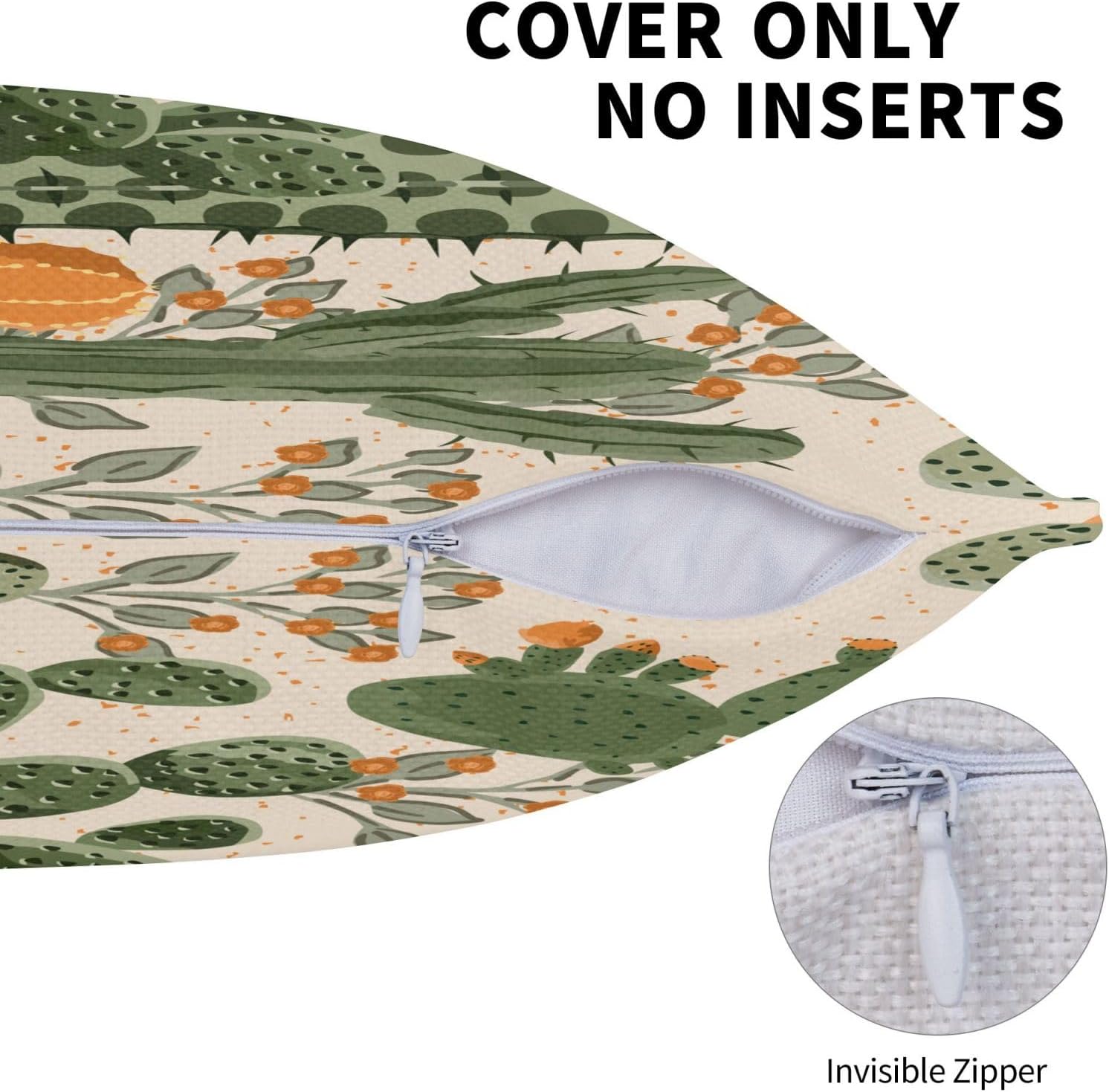 Summer Cactus Throw Pillow Covers Retro Mexican Orange Flowers Square Pillow Cover 18x18 Inch Set of 2 Exotic Tropical Plants Decorative Pillowcase Cushion Cases for Couch Sofa - Image 5