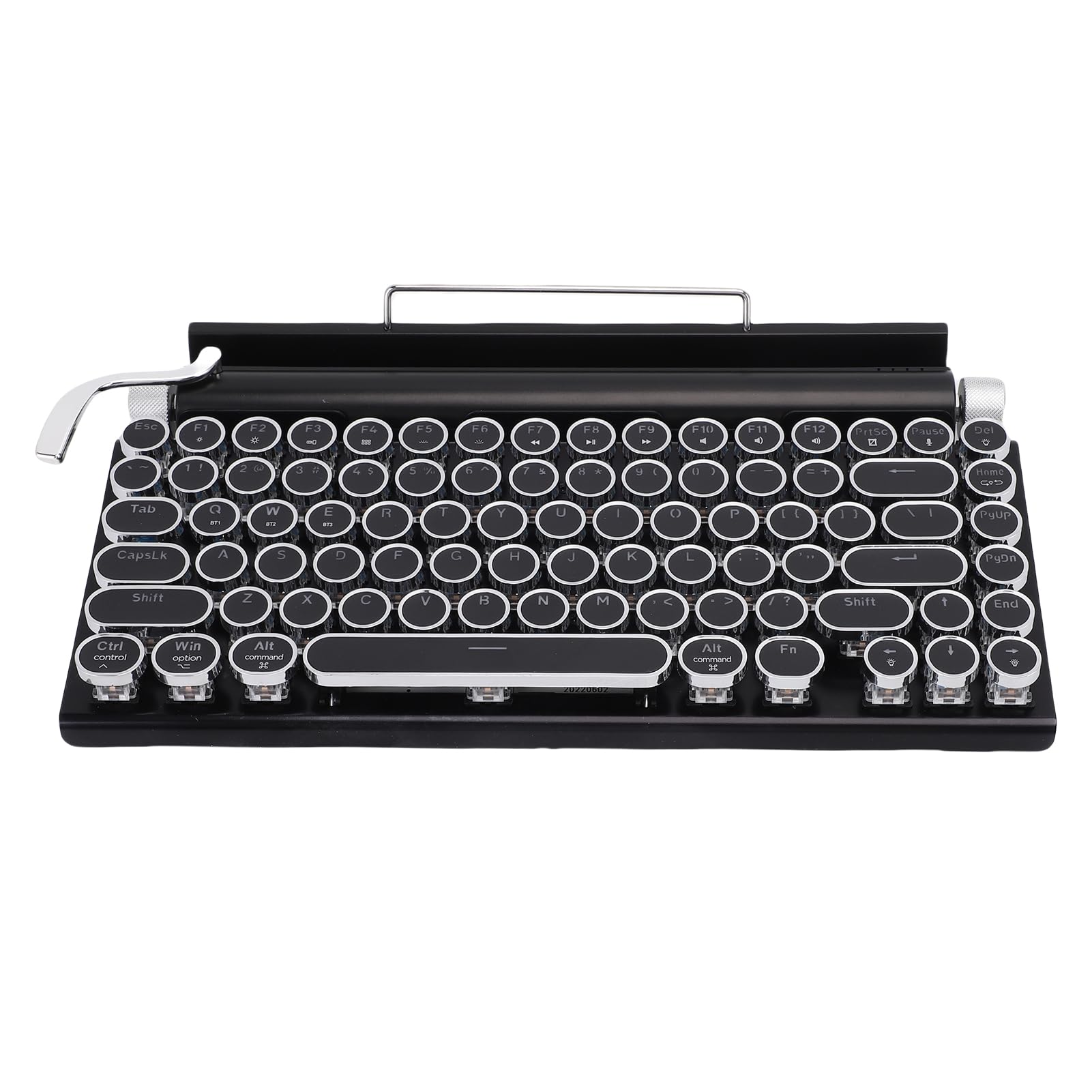 Tonysa Tastiera Meccanica retrò, Tastiera Bluetooth/Wired -scrittrice, Tasti Rotondi, modalità di Retroilluminazione 14, Compatibili con PC/tablet (Punk Metal Frame Design) (BLACK)