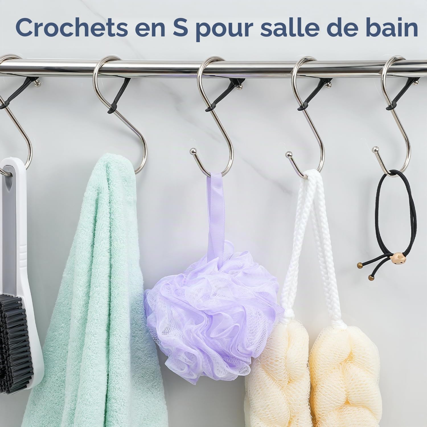 Sopito Crochets S, 8pcs Crochet en S Metal Grande avec Boucle de Securite, pour la Cuisine, Chambre et Salle de Bain, Argent