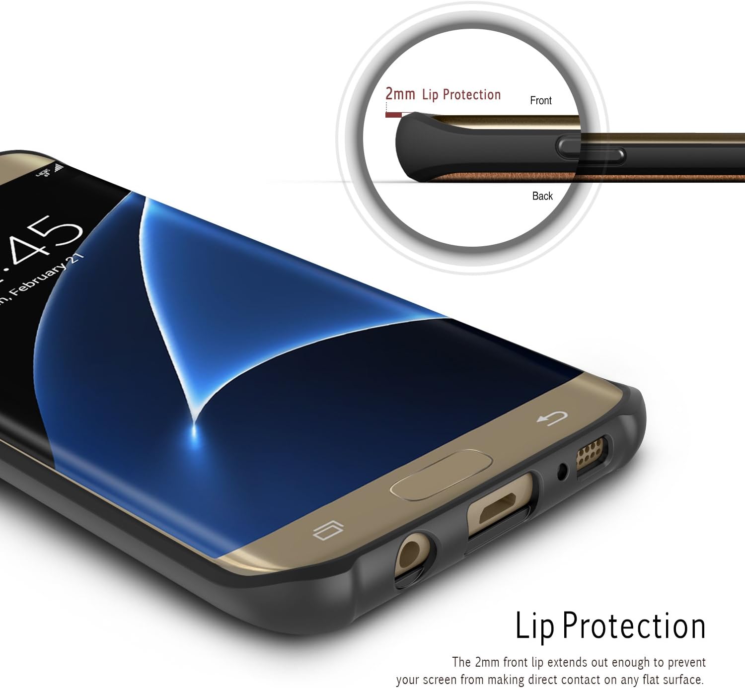 Galaxy S7 Edge Case, OBLIQ [Flex Pro][Brown] Premium PU Leather Slim Fit Form Fitting Heavy Duty Protective Cover for Galaxy S7 Edge(2016)