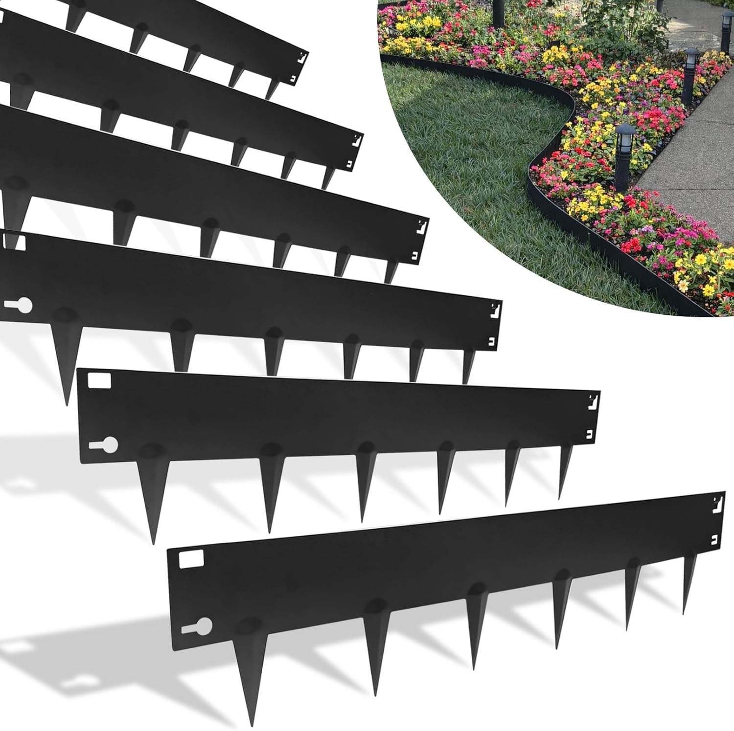 20FT-6pcs Galvanized Steel Landscape Edging, 40" x 8" Metal Garden Border, Hammer-in Lawn Edging for Landscaping, Lawn Edge for Garden, Yard & Pathway