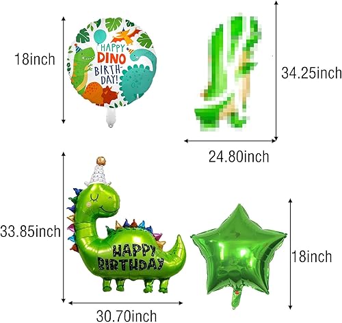 Miniatura 2 de Decoraciones de dinosaurio de tercer cumpleaños globos de aluminio de dinosaurio y suministros de fiesta para niños de primer cumpleaños o baby