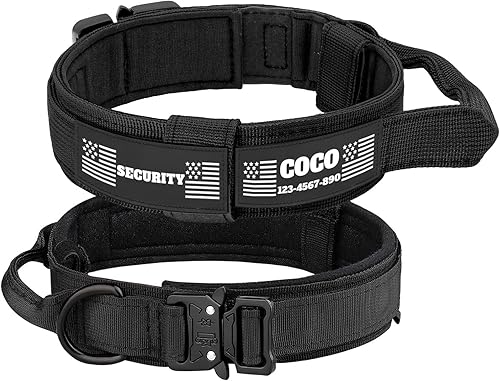 Collar táctico personalizado para perro con parches de nombre y números, collar de perro personalizado con hebilla de metal de liberación rápida,