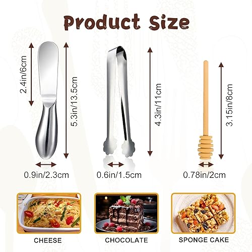 Miniatura 2 de AICNEI 12 Pcs Spreader Knife Set, Multipurpos Cheese and Butter Spreader Knives,Mini Serving Tongs, One-piece Stainless Steel, Gifts for