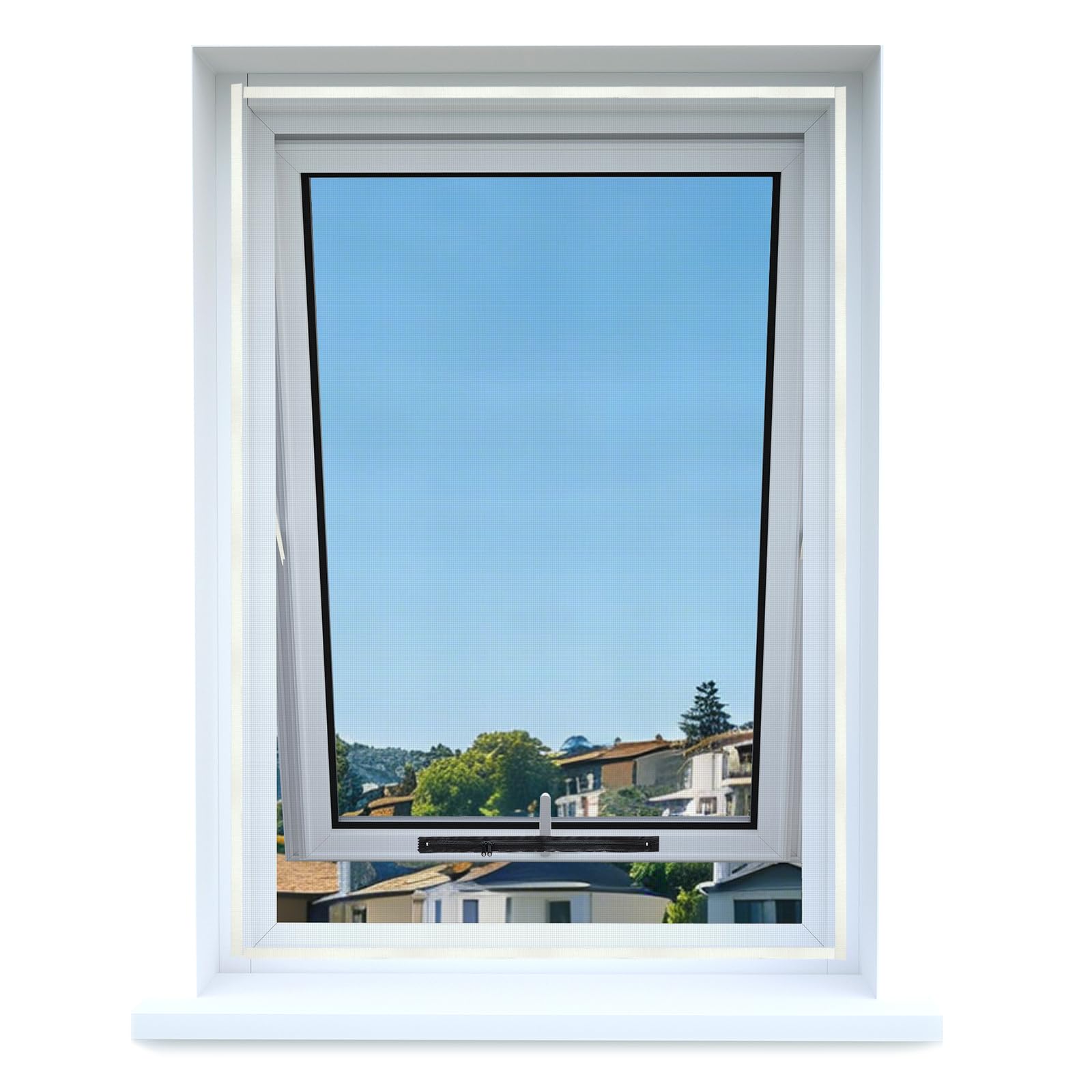 Apalus Dachfenster Fliegengitter – Zuschneidbares Fliegennetz, Mückennetz & Moskitonetz für Klappfenster, Insektenschutz ohne Bohren, mit Reißverschluss, Mückenschutz, 4er Set bis 130×150 cm, Schwarz