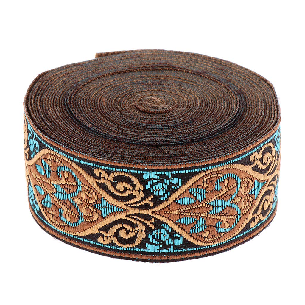 Juego de 10 cintas de tela jacquard de 5 m para costura y manualidades, 3 cm, color azul