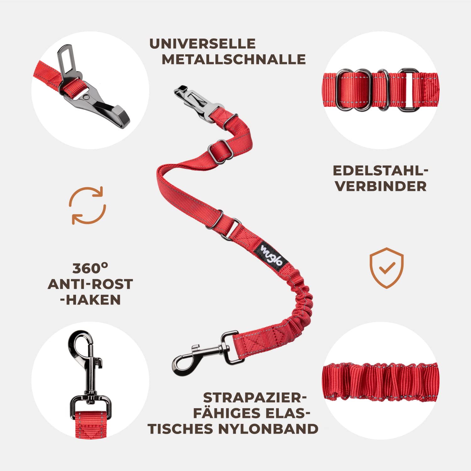 Wuglo Anschnallgurt Hund Auto extradicke Schnalle 30–95 cm