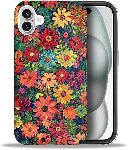 Miniatura 59 de Funda para iPhone 11 Pro Max, flores rojas coloridas 2 en 1, carcasa rígida + silicona, a prueba de golpes, protección contra caídas compatible con