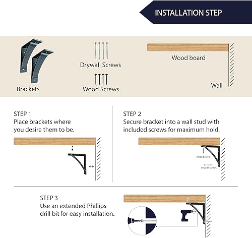 Miniatura 114 de Rustic Red Door Co. Soporte triangular de acero resistente para estante flotante, pequeño decorativo, soporte de estantería de bricolaje