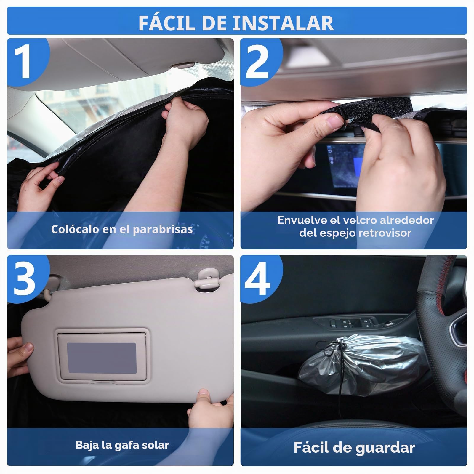 ZATOOTO Parasol Coche Delantero para Tesla Model Y Model 3, Protección Solar para Parabrisas, Cubierta Parabrisas para Bloques de Verano UV, Visera para Coche, Plegable, 132x92 cm