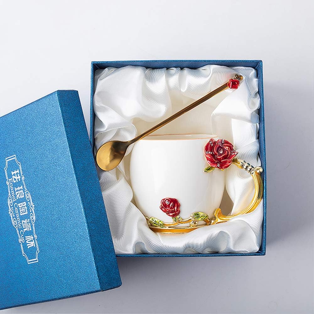 Top Brands baogaier Ceramic Cup, Tea Cup, Coffee Cup, Creative Hand-Made Rose, Unique Personalized Gift, is The First Choice for a Friend's Wedding Anniversary Christmas Birthday (Purple Daisy)