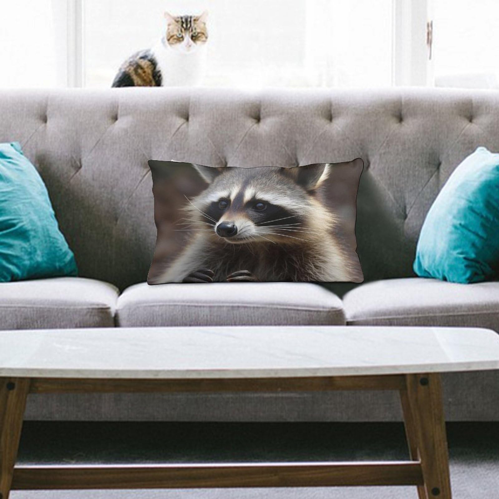 NTVOWPZO Decoration Throw Pillow Covers 8"x12" Pillowcases Covers Raccoon Soft Pillowcases Modern Farmhouse Home Decor Sofa Cushions Covers for Couch Bed Living Room