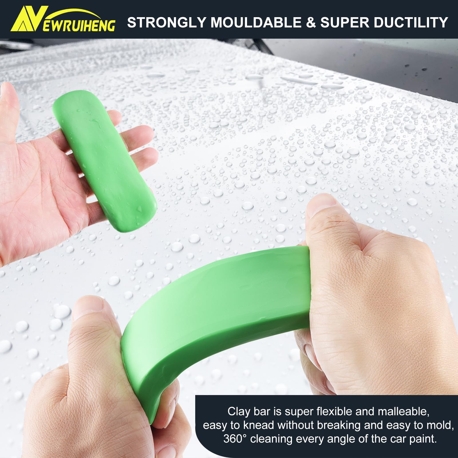 Barre d'argile pour Voituret 4PCS 400g, Auto Car Clay Bar Bars d'argile propres pour Nettoyage Voiture Decontamination Voiture, le soin de la peinture et le nettoyage du verre (1, Vert)