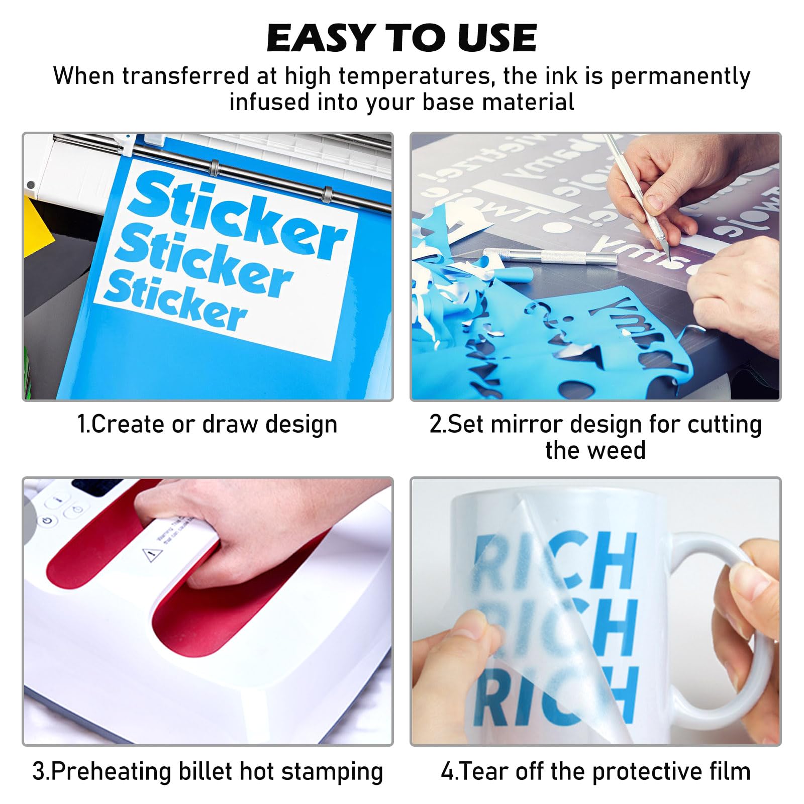 LUCKIGUCK Infusible Transfer Ink Sheets 10 Pièces/Ensemble, Heat Press LUCKIGUCK Infusible Transfer Ink Sheets 10 Pièces/Ensemble, Heat Press