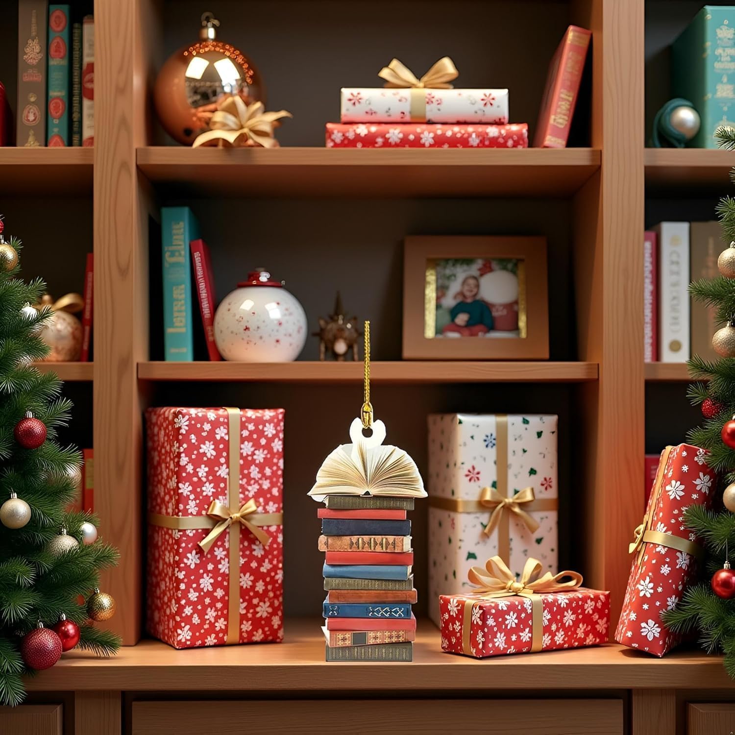 Book Christmas Tree Ornament, Gifts for Book Lovers, Acrylic Creative Christmas Book Car Decoration, Christmas Tree Decoration Home Décor Accents - Image 5