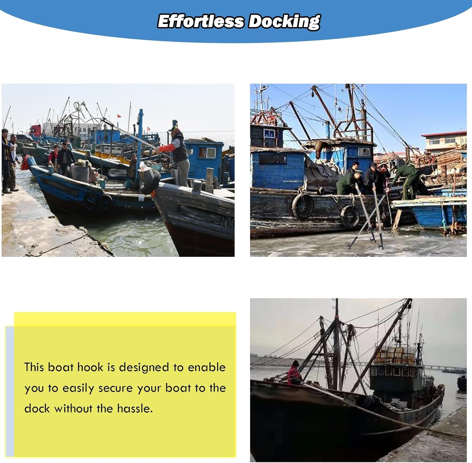 AMUFJJ Floating Docking Poles for Boats, 5ft/6ft Telescoping Aluminum Rod & Boat Hook with Non-Slip Handle for Rescuing Pushing Pulling, Boat Accessories(Long 165 cm (5' 5inch))