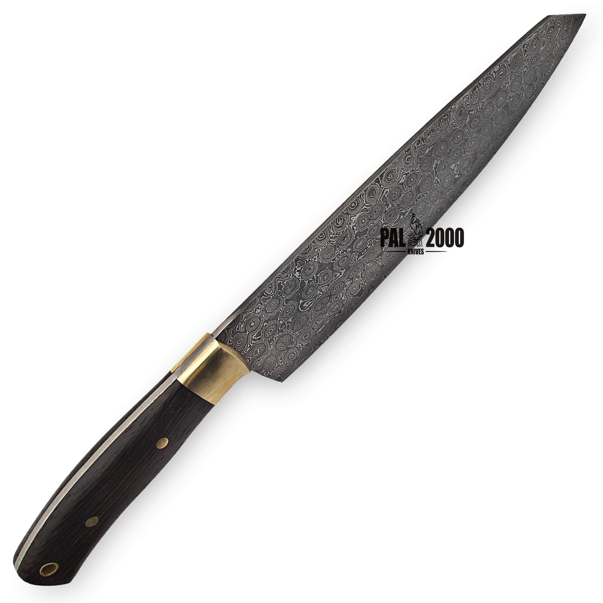 PAL 2000 KNIVES Cuchillo de Mano a Medida - Chef - Damasco Acero - Cuchillos de Cocina - Cuchillo Con Funda de Cuero (9856)
