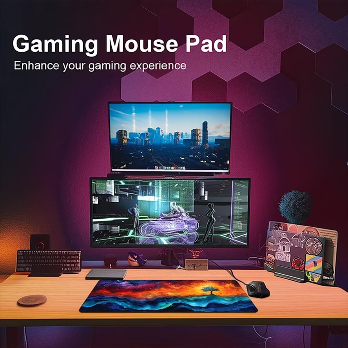 Tappetino per Mouse Gaming XXL 1200x600x3mm– Ufficio Mousepad Grande – Migliora la Velocità e la Precisione Tenuta Stabile Sottomano per Ufficio e Casa Accessori Scrivania Fiori PjY14493 N-U