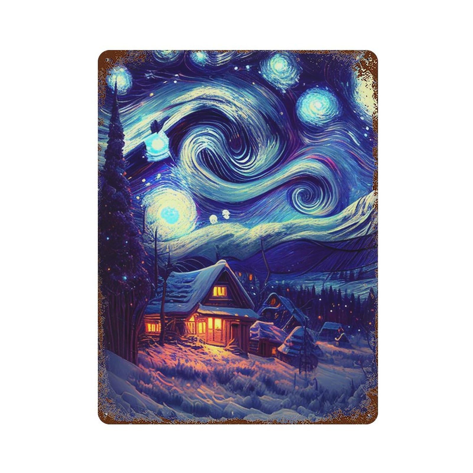 The Starry Night Universe Rustic Tin Plaque 15.7"x11.8", Novelty Wall Decor for Garage, Pub Or Kitchen