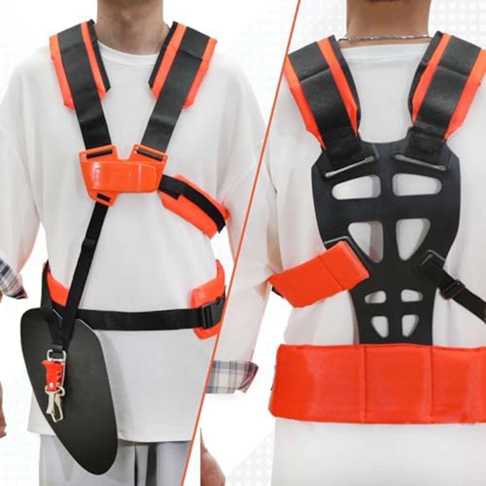 Correa de hombro gruesa ensanchada para cortacésped y cepillo, arnés de PVC estilo mochila amarilla negra con almohadilla suave (amarillo)