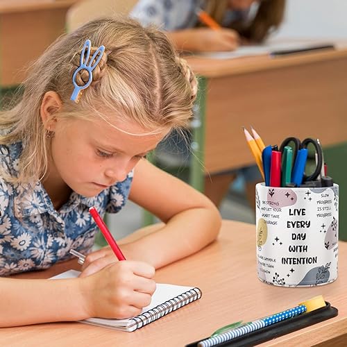 Vista 69 de WAVEYU Soporte para bolígrafos para mujeres y niñas, taza de lápices, decoración de escritorio de mármol, soporte para brochas de maquillaje