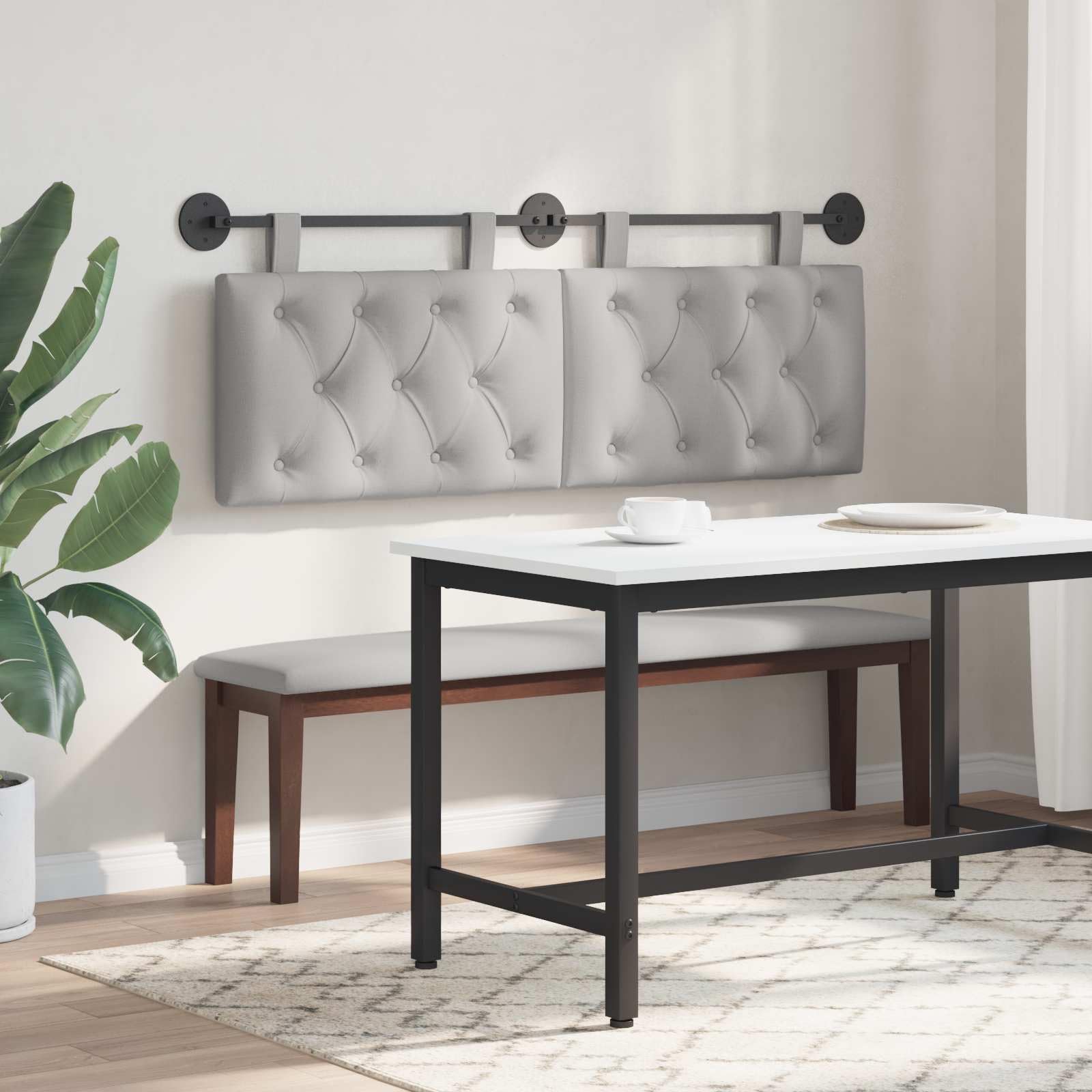 Cabecero colgante de tela gris nube con relleno de espuma, 130 x 55 x 7 cm, montaje en pared, juego de 2 unidades para dormitorio, habitación de invitados, cama individual, versátil como