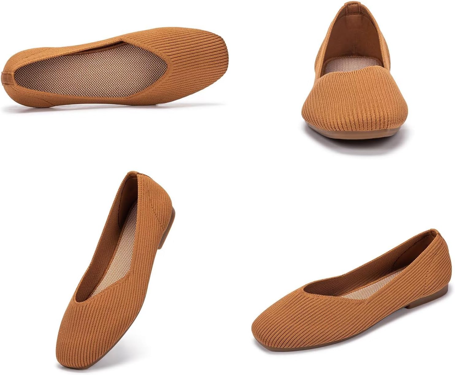 Frank Mully Womens Casual Flat Shoes Square Toe Shoes Knitted Work Flat Comfort Dressy Flat Shoes for Daily Washable - Image 4