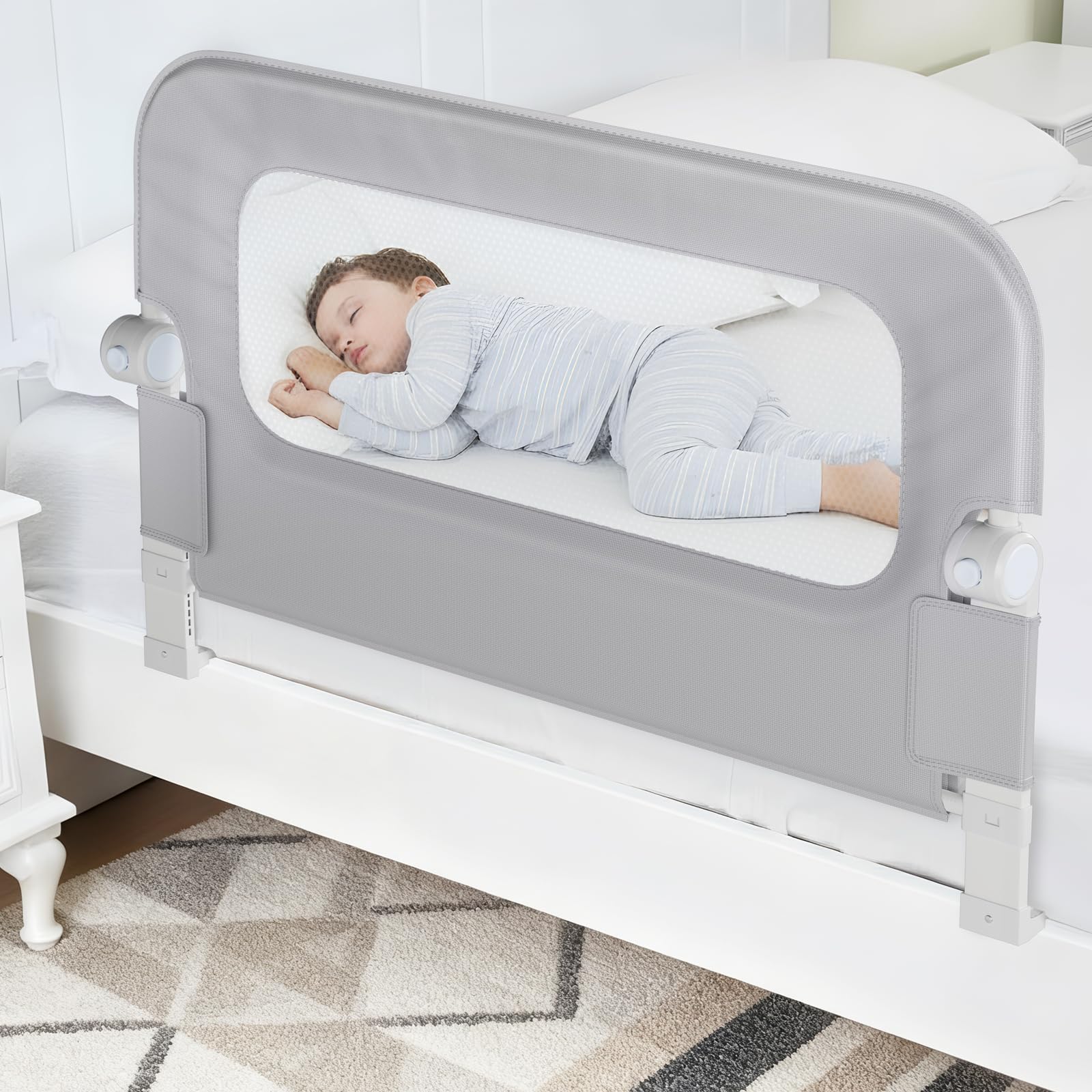 Photo 1 of NUTIKAS Baby Bed Rail Guard for Toddlers - 35.1" Toddler Bed Side Rails for Crib, Twin, Full, Queen Bunk Size Bed Swing Down Bedrail Extral Tall Child Safety Side Railing Guards for Kids
